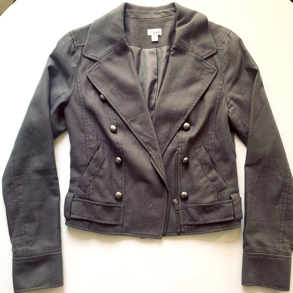 Frenchi gray green militarily style jacket, size M